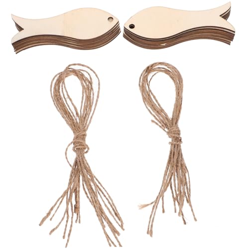 NOLITOY 20 Stück Teiliges Holzfische Ausschnitte Naturbelassene Holzscheiben zum Basteln DIY Holzanhänger Dekoration für Partyhandwerk und Wohnaccessoires von NOLITOY