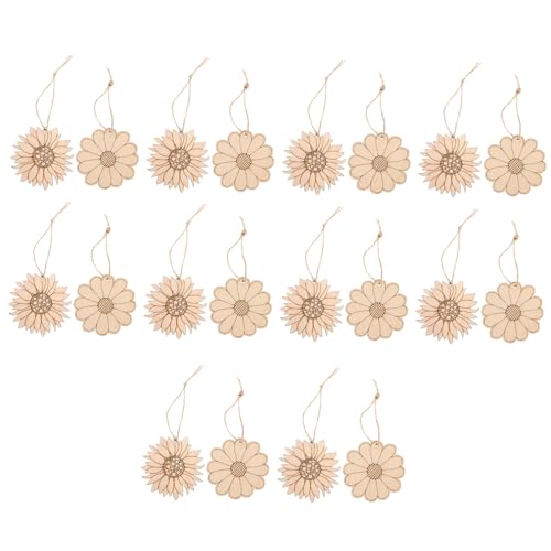 NOLITOY 20 Stück Teiliges Holzscheiben Sonnenblumenform mit Unbehandelte Holzstücke zum Basteln DIY Anhänger für Weihnachtsdeko Blanke Holztafeln für Malen Schreiben Kreative von NOLITOY