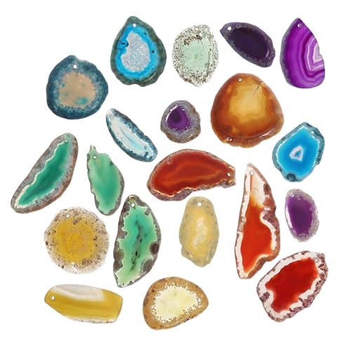 NOLITOY 20 Stück Teiliges Natürliche Bunte Scheiben mit Farbenfrohe Polierte Agat Plättchen für DIY Schmuck Windspiel Anhänger und Dekoration NOLITOY 20 Stück Teiliges Natürliche Bunte Scheiben mit Farbenfrohe Polierte Agat Plättchen für DIY Schmuck Windspiel Anhänger und Dekoration von NOLITOY