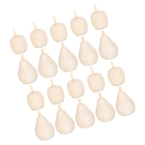 NOLITOY 20 Stück Teiliges Unbemalte Holzfrüchte Bastelset DIY Bemalbare Holzfiguren Apfel und Birne Kreative Graffiti Obst Dekoration für Handwerksprojekte von NOLITOY