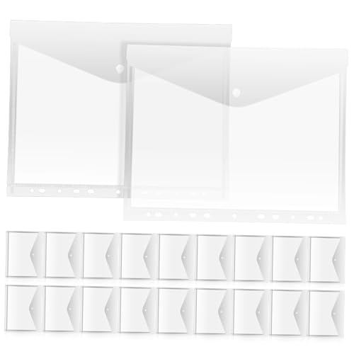 NOLITOY 20 Stück Transparente Binder Taschen mit Löchern PP Kunststoff Dokumentenhüllen mit Druckknopfverschluss Langlebig Reißfest für Ring Ordner Büro Schule Zuhause Organizer NOLITOY 20 Stück Transparente Binder Taschen mit Löchern PP Kunststoff Dokumentenhüllen mit Druckknopfverschluss Langlebig Reißfest für Ring Ordner Büro Schule Zuhause Organizer von NOLITOY