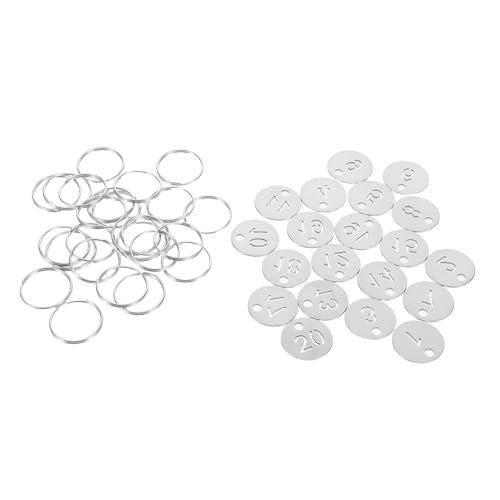 NOLITOY 20 Stück Zahlenanhänger: Runde Etiketten 1-20 – Schlüsselanhängeranhänger Mit Schließfachnummern – Runde Metallanhänger Mit Blanker Gravur NOLITOY 20 Stück Zahlenanhänger: Runde Etiketten 1-20 – Schlüsselanhängeranhänger Mit Schließfachnummern – Runde Metallanhänger Mit Blanker Gravur von NOLITOY