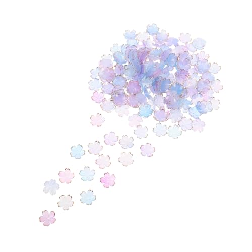 NOLITOY 200 Stück Acryl Blütenperlen mit Goldrand Fünf-petal Farbverlauf Kirschblüten Bead Caps Dekorative Spacer für DIY Schmuckherstellung Armbänder Haarschmuck und Frühlings-accessoires von NOLITOY