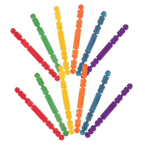NOLITOY 200 Stück Bunte Gezackte Holzstäbchen für Basteln und DIY Robuste Natürliche Eisstiele Langlebige Kreative Popsicle Sticks Lange Handliche Bastelstäbe von NOLITOY