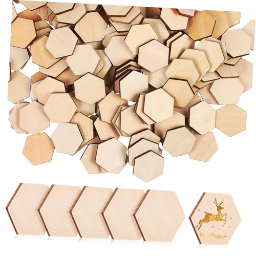 NOLITOY 200 Stück Hexagon Holzstücke aus Stabilem Buchenholz für DIY Basteln Hochzeit Weihnachtsdeko Unbehandelte Holzchips zum Bemalen und Dekorieren NOLITOY 200 Stück Hexagon Holzstücke aus Stabilem Buchenholz für DIY Basteln Hochzeit Weihnachtsdeko Unbehandelte Holzchips zum Bemalen und Dekorieren von NOLITOY