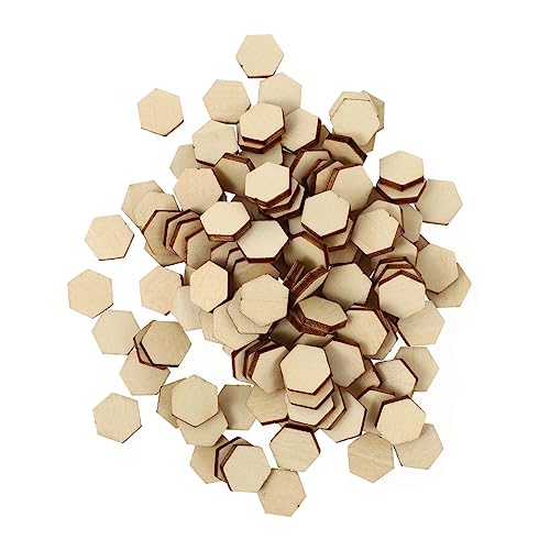 NOLITOY 200 Stück Hexagonale Holzchip -Dekorationen Wabenformen lose Hochzeit Schild Wabenbrett Bienenwabe DIY-Ornamente kleines Sechseck Mini-Sechseckfliesen sechseckige Dekoration Bambus von NOLITOY