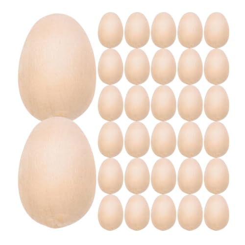 NOLITOY 200 Stück Holzeier Weiß geformt groß gefälscht plastik ei kunststoffeier zu ostern ostergeschenke Handgemachte Eier Kunstbedarf künstliche eier aus holz Eier basteln von NOLITOY