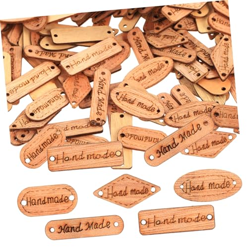 NOLITOY 200 Stück Natürliche Holzknöpfe Handgefertigte DIY Etiketten Holzanhänger Bastelknöpfe zum Annähen und Beschriften für Kleidung Scrapbooking und Dekoration von NOLITOY