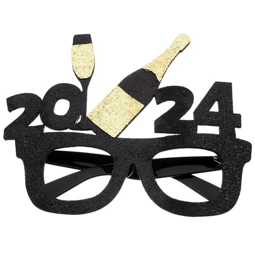 NOLITOY Partyzubehör Für Das Neue Jahr 2024 Kunststoff-Brille Frohes Neues Jahr Brille 2024 Silvester-Party-Brille 2024 Zahlenbrille Feier Festival Foto-Requisiten 2024 Schwarz von NOLITOY