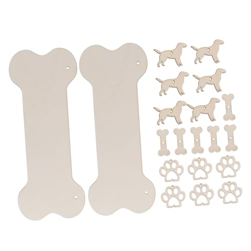 NOLITOY 20Stücke Hängendes Holzschild Set mit Hundeknochen DIY Holz Ausschnitte für Kreative Dekorationen Langlebig und Naturbelassen für Bastelprojekte von NOLITOY