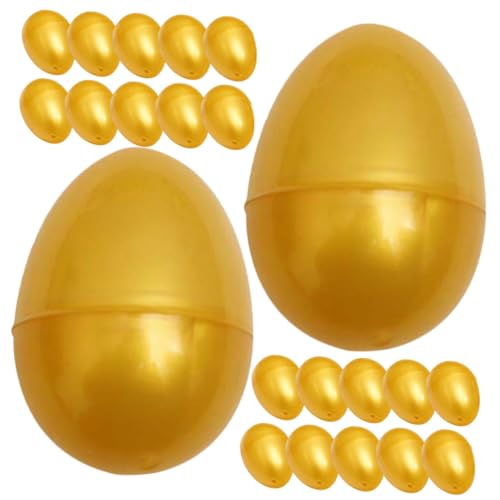 NOLITOY 24 Stück Teiliges Goldene Kunststoff Eier Hohl Eier Nachfüllbare Verpackungsboxen für Süßigkeiten Geburtstags und Hochzeitsdeko Kinderspielzeug von NOLITOY
