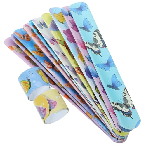 NOLITOY 24 Stück Teiliges Schmetterling Klatscharmband Bunte Party Slap Bracelets mit Kreativem Cartoon Design Elastisch und Langlebig als Mitgebsel für Kindergeburtstag und von NOLITOY