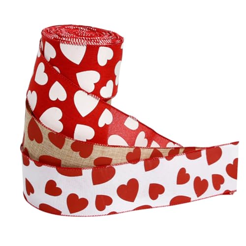 NOLITOY 3 Rollen Herzband für Valentinstag DIY Geschenkband mit Herzmuster Weiß mit Roten Herzen Rot mit Naturfarbenem Herzen Rot mit Weißen für Bastelarbeiten und Dekorationen NOLITOY 3 Rollen Herzband für Valentinstag DIY Geschenkband mit Herzmuster Weiß mit Roten Herzen Rot mit Naturfarbenem Herzen Rot mit Weißen für Bastelarbeiten und Dekorationen von NOLITOY