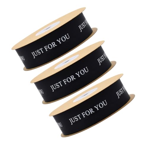 NOLITOY 3 Rollen Hochwertiges Hochzeitssatinband Schwarz For You Romantisches Geschenkband Für Blumensträuße Geschenkverpackung Partydekoration von NOLITOY