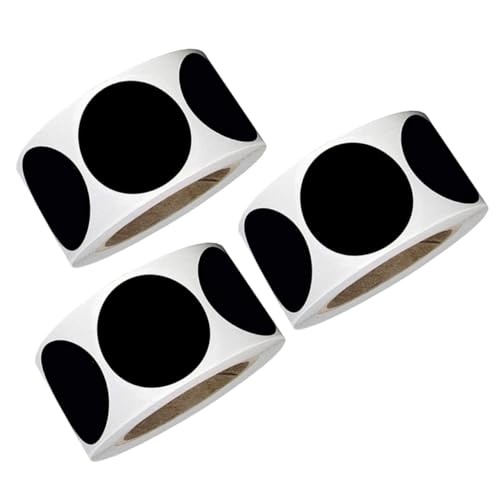 NOLITOY 3 Rollen Schwarze PVC Rundetiketten pro Wasserdichte Haushalts Klebemarken Wiederverwendbare Tafelfolie Aufkleber für Küche Büro Lager Schreibbar mit Kreide von NOLITOY