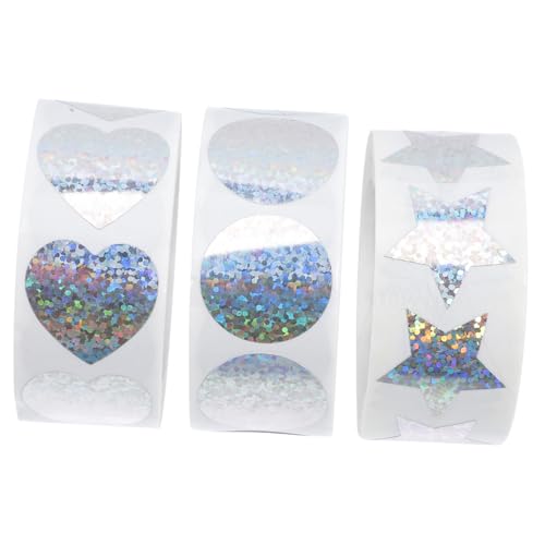 NOLITOY 3 Rollen Selbstklebende Herz Stern Regenbogen Aufkleber Glänzende DIY Geschenkverpackung Etiketten Stark Haftende Dekorative Klebepunkte für Bastelprojekte und NOLITOY 3 Rollen Selbstklebende Herz Stern Regenbogen Aufkleber Glänzende DIY Geschenkverpackung Etiketten Stark Haftende Dekorative Klebepunkte für Bastelprojekte und von NOLITOY