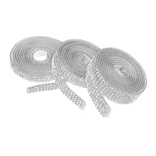 NOLITOY 3 Rollen Selbstklebendes Strassband mit Stark Haftenden Glitzersteinen für DIY Kleidung Taschen Schuhe Dekoration Langlebiges Klebeband für Kreative Handwerksprojekte und Auto von NOLITOY
