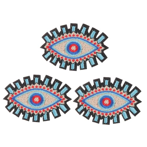 NOLITOY 3 Stück Evil Eye Bügelflicken Auge Design DIY Aufnäher für Kleidung Hüte Taschen Langlebige Hautfreundliche Stoffapplikationen zur Reparatur und Verzierung von NOLITOY