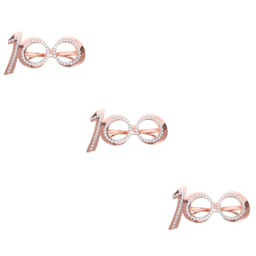 NOLITOY 3 Stück Geburtstagsbrille Spaßbrille Für Party Partydekorationen Gläser Festival Erwachsene Papierbrillen-party Retro Geburtstag Brille Strass Brille Led Plastik Rose Gold von NOLITOY