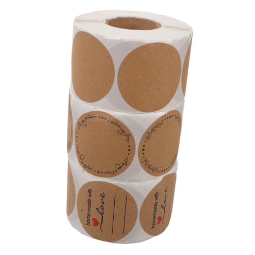 NOLITOY 3 Stück Kraftpapier Runde Klebeetiketten mit Starker Haftung Beschriftbare Verpackungsaufkleber für Geschenke Marmeladengläser Umschläge und Versand Selbstklebende Blanko Etiketten von NOLITOY