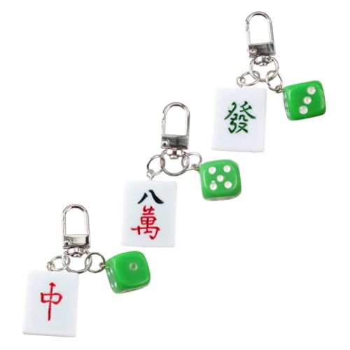 NOLITOY 3 Stück Mahjong Schlüsselanhänger aus Resin und Metall Kreativer Chinesischer Glücksbringer Anhänger Reichhaltige Taschen Schlüssel deko Vielseitig als Glückscharme für Alltag und von NOLITOY
