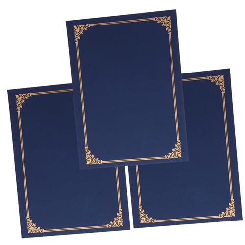 NOLITOY 3 Stück Marineblaue Urkundenhüllen aus Papier Robuste Dokumentenmappe für Auszeichnungszertifikate Abschlussurkunden und Wichtige Papiere Praktischer Schutzumschlag für von NOLITOY