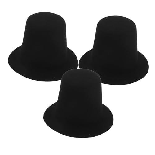 NOLITOY 3 Stück Miniatur Puppenhüte Schwarz Kleine DIY Mini Top Hats Leichtes Puppenzubehör Dekorative Kappen für Puppen und Bastelprojekte von NOLITOY