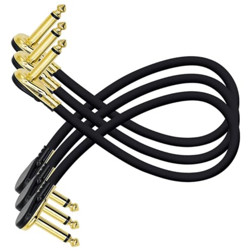 NOLITOY 3 Stück Teiliges Gitarren Effektgerät Patchkabel Flachstecker Gold Geräuschreduzierendes Audio Verbindungskabel Gitarre Bass Effektpedal Audiointerface Verstärker Zubehör von NOLITOY