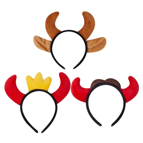 NOLITOY 3 Stück Teiliges Kuhhorn Haarreif Realistische Handgefertigte Halloween Cosplay Accessoires mit Bunten Kuhhörnern und Niedlichen Ohren für Kostüm und Partyoutfits NOLITOY 3 Stück Teiliges Kuhhorn Haarreif Realistische Handgefertigte Halloween Cosplay Accessoires mit Bunten Kuhhörnern und Niedlichen Ohren für Kostüm und Partyoutfits von NOLITOY
