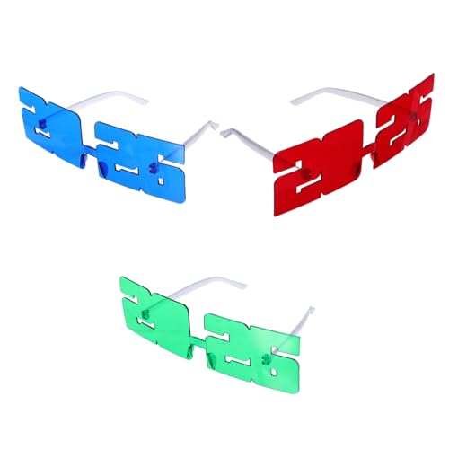 NOLITOY 3 Stück Teiliges Partybrillen Transparent aus Kunststoff mit Klaren Gläsern Festliches Design für Silvester Abschlussfeier Neujahr und Foto Requisiten in Rot Blau Grün NOLITOY 3 Stück Teiliges Partybrillen Transparent aus Kunststoff mit Klaren Gläsern Festliches Design für Silvester Abschlussfeier Neujahr und Foto Requisiten in Rot Blau Grün von NOLITOY