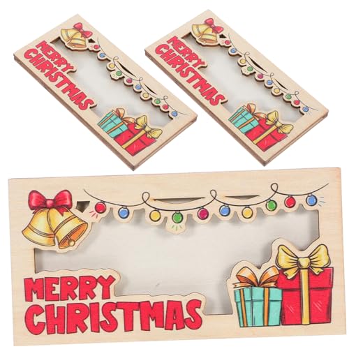 NOLITOY 3 Stück Weihnachts Geldhalter aus Robustem Holz mit Festlichem Design Kompakter Tragbarer Karten und Bargeldhalter für Geschenke Partydeko und Praktische Aufbewahrung von NOLITOY