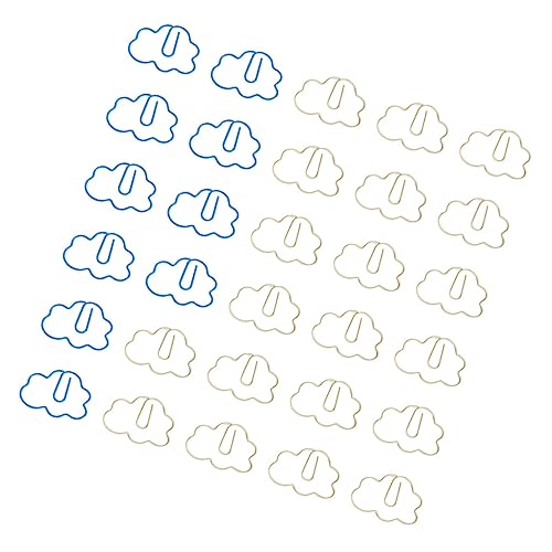 NOLITOY 30 Stück Büroklammern Dokumentieren Wolke Bunte Papiernadel Dokumentclips Mehrfarbige Dateiclips Büro Büroklammern Stift Papierklemmen Miniclips Jumbo-büroklammern Metall von NOLITOY