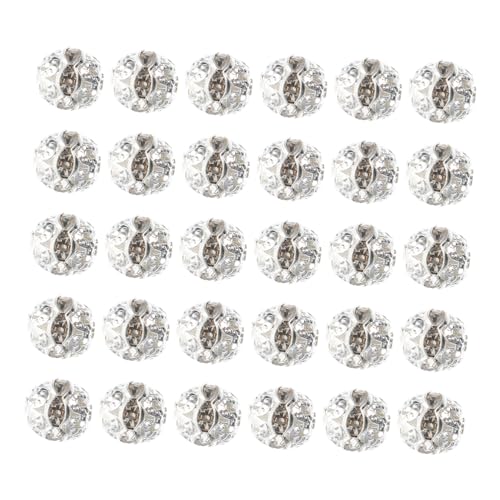 NOLITOY 30 Stück Kristall Rundperlen mit Löchern DIY Schmuckzubehör für Armbänder und Silberne Abstandshalter für Bastelprojekte und Schmuckherstellung NOLITOY 30 Stück Kristall Rundperlen mit Löchern DIY Schmuckzubehör für Armbänder und Silberne Abstandshalter für Bastelprojekte und Schmuckherstellung von NOLITOY