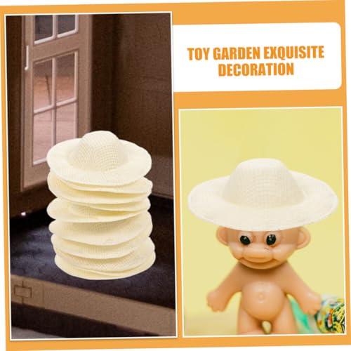 NOLITOY 30 Stück Miniatur Strohhalm Hüte für Basteln Kleine DIY Puppenhüte Handgewebte Dekorative Mini Hüte in Beige Robust und Farbbeständig für Puppenhaus und Scrapbook Zubehör von NOLITOY