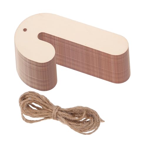 NOLITOY 30 Stück Teiliges Weihnachts Holzplaketten Candy Cane Unbemalte Holzscheiben zum Bemalen Glatte Holzanhänger mit Kordel Vielseitig für Diy Weihnachtsdekoration und Kreativ von NOLITOY