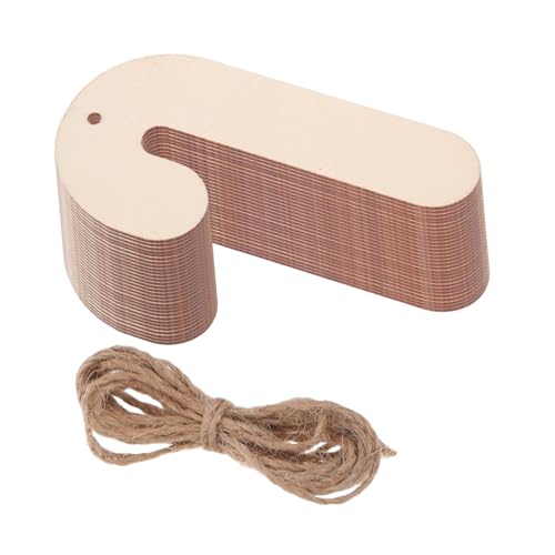 NOLITOY 30 Stück Teiliges Weihnachts Holzscheiben zum Bemalen Unvollendete Candy Cane Holzanhänger Glatte Oberfläche Aufhängeschnur für DIY Weihnachtsdeko und Bastelprojekte von NOLITOY