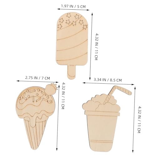 NOLITOY 32 Stück Teiliges Unfertige Holz Eiscreme Dekorationen Blanko Holzfiguren zum Bemalen DIY Basteln für Sommerparty Familienaktivitäten Kreative Handarbeit von NOLITOY