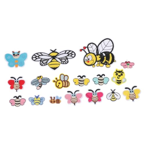 NOLITOY 34 Stück Teiliges Bienen Aufnäher zum Aufbügeln Bestickte Applikationen für Kleidung Taschen Hüte Cartoon Stickerei Patches zum Reparieren und Dekorieren von Textilien von NOLITOY