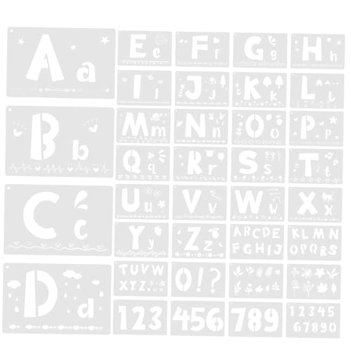 NOLITOY 36 Stück Teiliges Stencil aus Pet kunststoff Wiederverwendbare Buchstaben Zahlen schablonen Robust und Waschbar für DIY Bastelprojekte Malen Spray Painting Personalisierte von NOLITOY