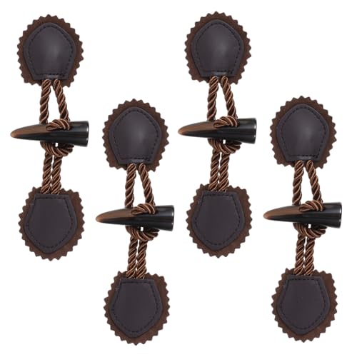 NOLITOY 4 Paare Dunkelbraune Horn Knebelknöpfe für Mäntel Langlebige Kleidungsknöpfe mit Leicht zu Schließendem Knebelverschluss Klassische und Stilvolle Zierknöpfe für Strickjacken und von NOLITOY