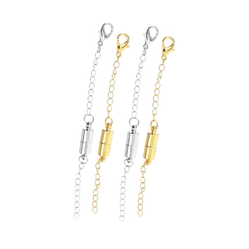 NOLITOY 4 Paare Teiliges Schmuckverlängerungsset mit Magnetverschluss Langlebige Kettenverlängerung für Halsketten und Armbänder Einfach zu Befestigen Polierte Metallketten in Gold und von NOLITOY