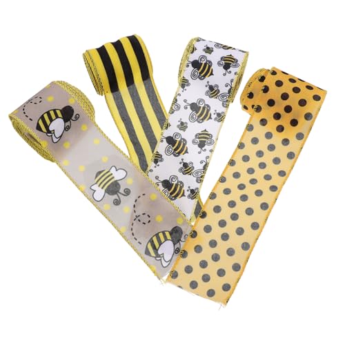 NOLITOY 4 Rollen Dekoratives Polyester Band mit Bienenmuster Breit Lang Glatte Oberfläche Langlebig und Farbecht für Geschenkverpackung DIY Bastelbedarf und Partydekoration NOLITOY 4 Rollen Dekoratives Polyester Band mit Bienenmuster Breit Lang Glatte Oberfläche Langlebig und Farbecht für Geschenkverpackung DIY Bastelbedarf und Partydekoration von NOLITOY