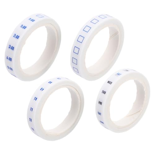 NOLITOY 4 Rollen Kawaii Washi Tape Zeitmanagement Klebeband mit Beschreibbaren Zeitabschnitten für Büro Planer Scrapbooking Journal Dekoration Effiziente Terminplanung aus Langlebigem von NOLITOY