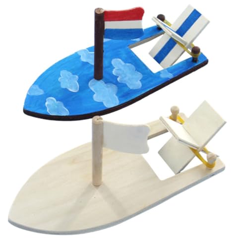 NOLITOY 4 Satz Teiliges DIY Holz Segelboot Bausatz aus Massivem Holz zum Bemalen Stabiles und Leichtes Material für Bastelprojekte Schreibtischdeko und Eltern junge Mädchen interaktion von NOLITOY