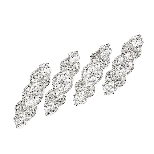 NOLITOY 4 Stück Applikationen für Tanzkostüme Strassgürtel Junggesellin Hochzeitsgürtel Hochzeit für Frauen Schärpe Strass-Applikation Hochzeitsbügeleisen auf Patches Strasssteine Silber von NOLITOY