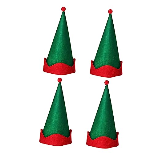 NOLITOY 4 Stück Elfischer Spitzhut lustige weihnachtsmützen grüne Weihnachtsmütze Bulk-Weihnachtsmützen weihnachtsmotiv weihnachts party Party- -Hut Weihnachtskopfschmuck Satin- von NOLITOY
