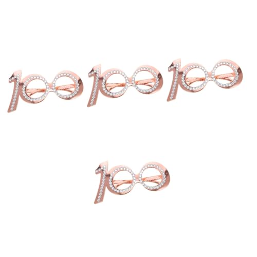 NOLITOY 4 Stück Geburtstagsbrille Gläser Papierbrillen-Party Erwachsene retro leuchtbrillen lustige brillen sonnenbrillen Jubiläumsparty- Partyzubehör Plastik Rose Gold von NOLITOY