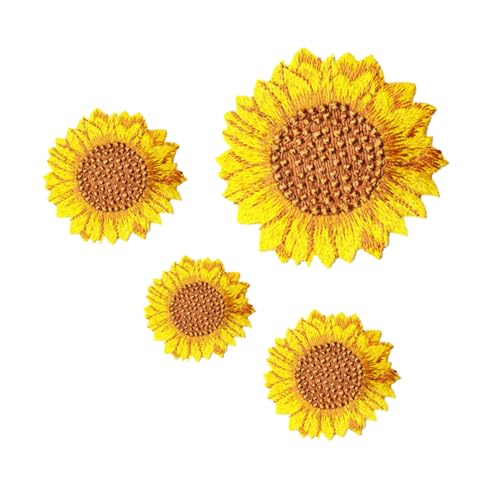 NOLITOY 4 Stück Gestickte Sonnenblumen Patches zum Aufnähen Dekorative Blumenapplikationen für Kleidung Jeans Taschen DIY Flicken für Babybekleidung von NOLITOY