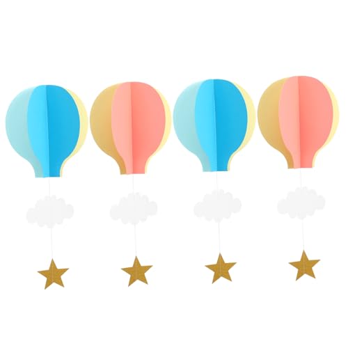 NOLITOY 4 Stück Heißluftballon Hängedekoration „Boy Oh“ Papier Heißluftballon Wolken Ornamente Für Babyzimmer Party Dekorationen Für Zum Aufhängen Heißluftballon Taco Geburtstag von NOLITOY