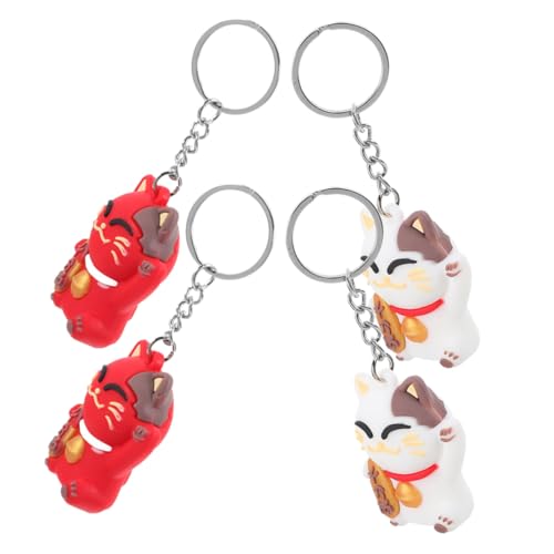 NOLITOY 4 Stück Japanische Maneki Neko Schlüsselanhänger Weicher Glückskatze Anhänger in Weiß und Rot Leichtes Mode Accessoire für Rucksack Tasche Auto NOLITOY 4 Stück Japanische Maneki Neko Schlüsselanhänger Weicher Glückskatze Anhänger in Weiß und Rot Leichtes Mode Accessoire für Rucksack Tasche Auto von NOLITOY